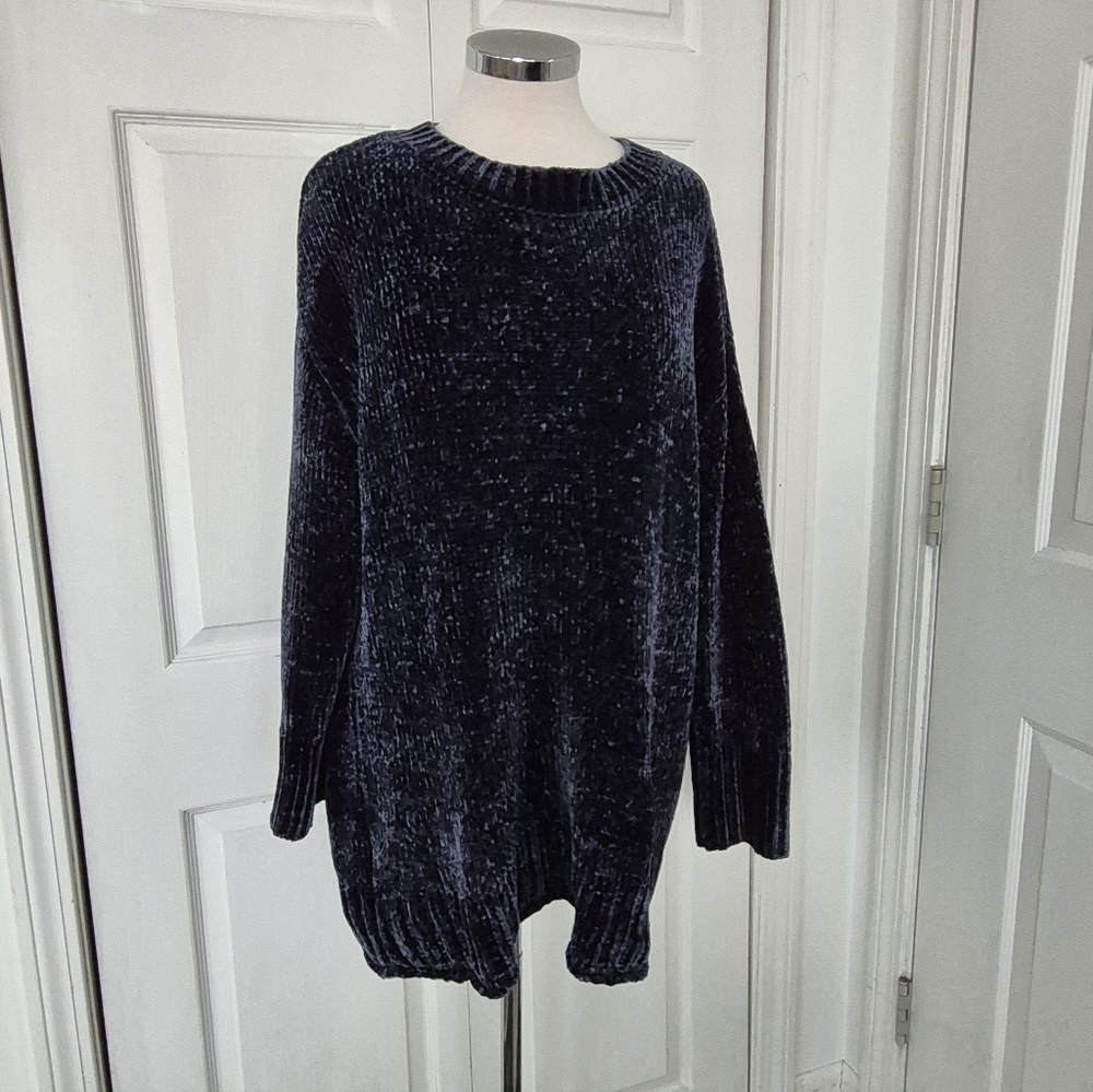 Philosophy 0X =14W Navy Blue Chenille Sweater NWOT